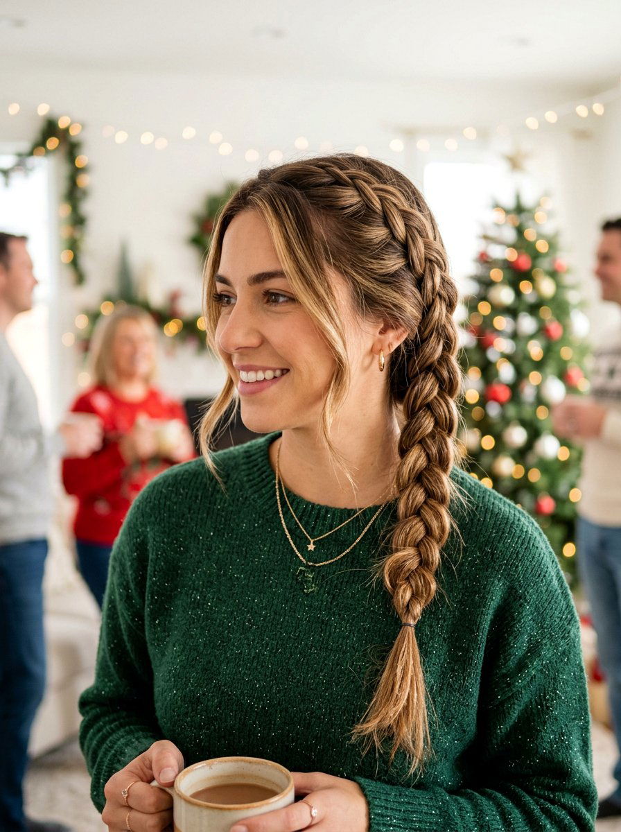 Side Braid Medium Length Layers - 20 party hairstyle for medium layers - 20 party hairstyle for medium layers