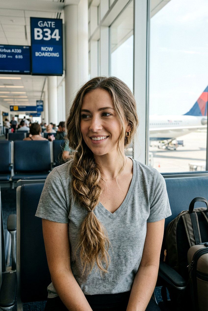 Side Braid Over Shoulder For Flights - 20 airplane hairstyles for long hair - 20 airplane hairstyles for long hair