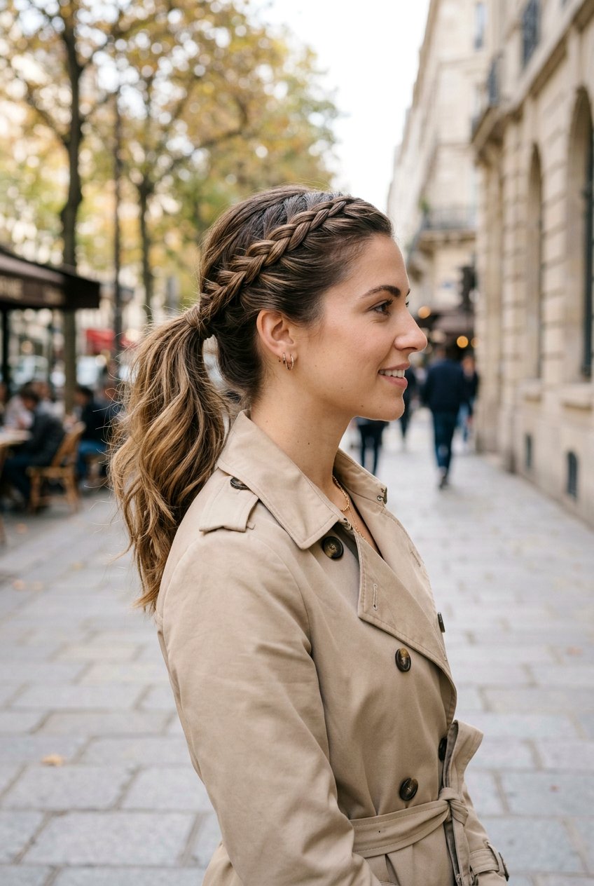 Side Braid Ponytail - 20 travel hairstyle for shoulder length hair - 20 travel hairstyle for shoulder length hair