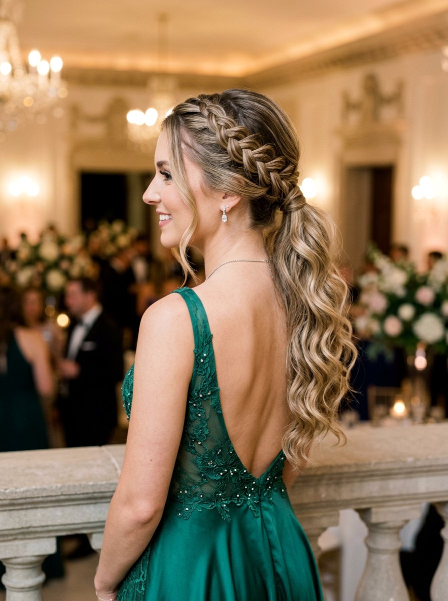 Side Braid Ponytail - 20 prom ponytail with braid - 20 prom ponytail with braid