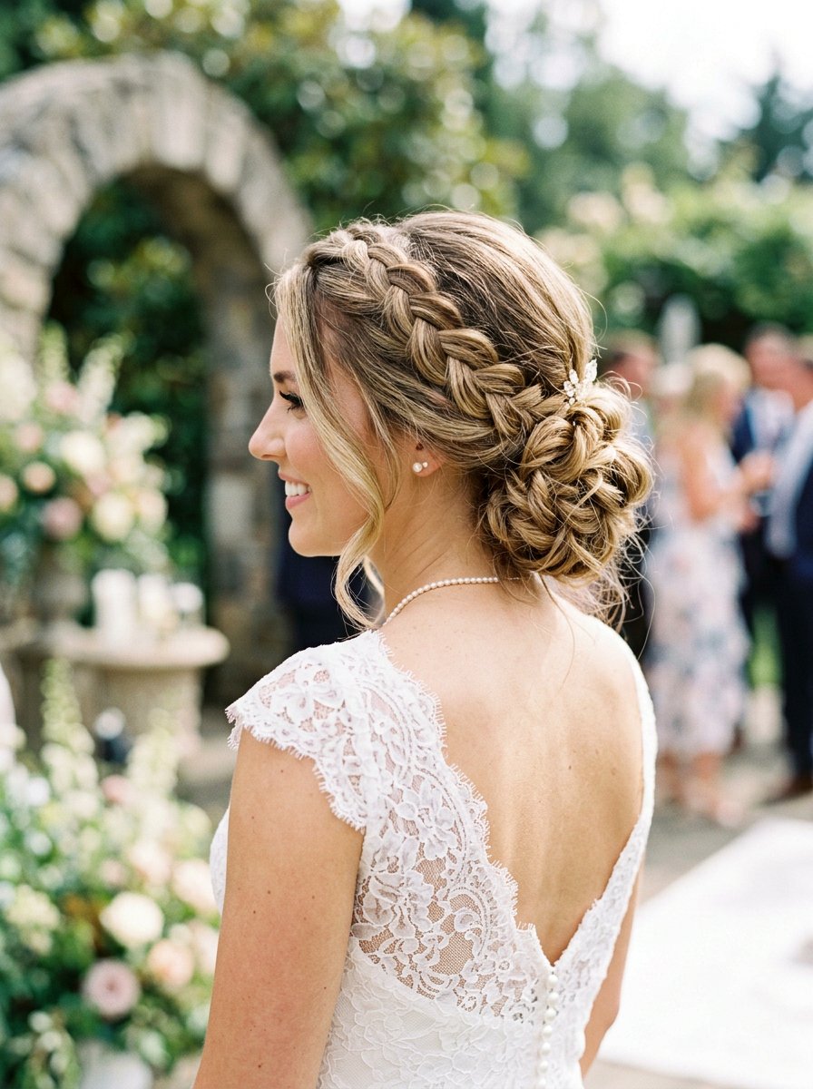 Side Braid Twisted Bridal Bun - 20 side braided bridal bun - 20 side braided bridal bun