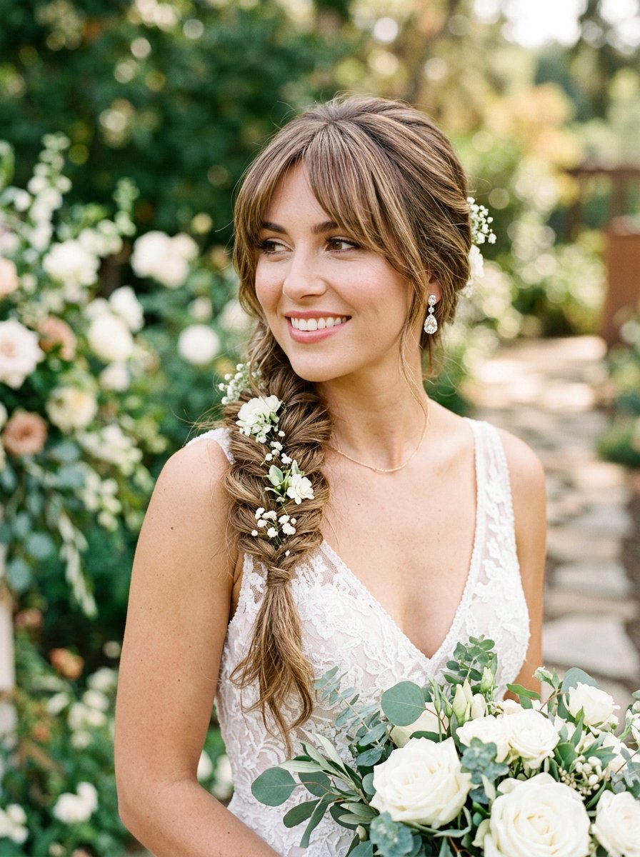 Side Braid With Bangs Wedding - 20 wedding hairstyles with side braid - 20 wedding hairstyles with side braid