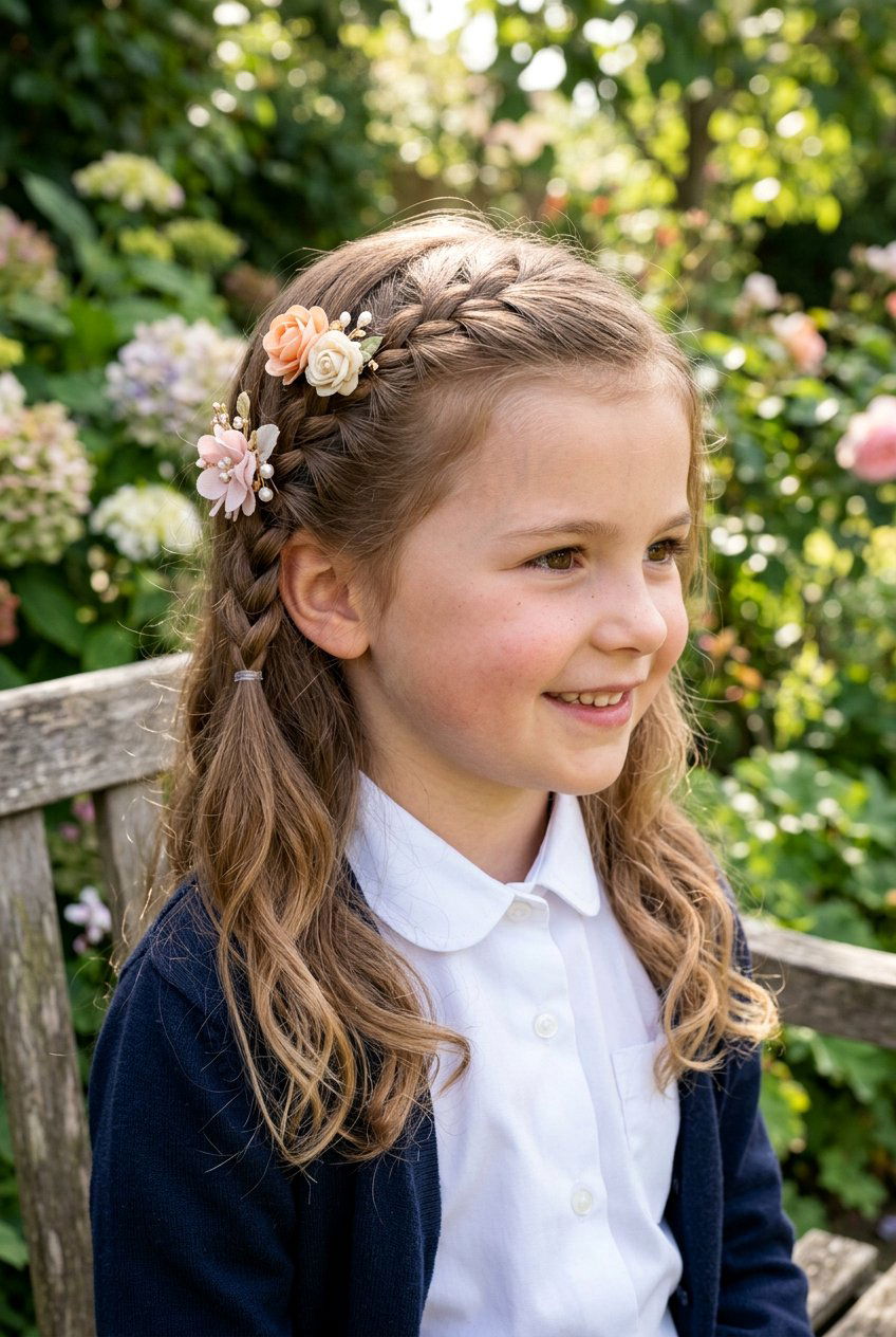 Side Braid With Clips - 20 neat school hairstyle for little girls - 20 neat school hairstyle for little girls