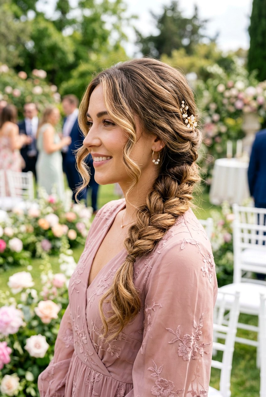 Side Braid With Face Framing Layers For Wedding Guest - 20 side braid for wedding guest - 20 side braid for wedding guest