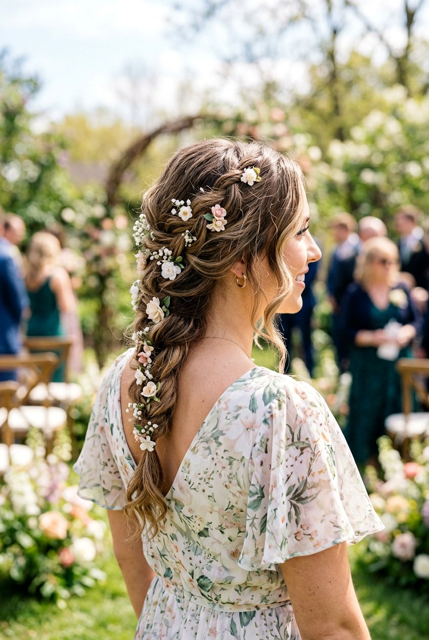 Side Braid With Flower Clips For Wedding Guest - 20 side braid for wedding guest - 20 side braid for wedding guest