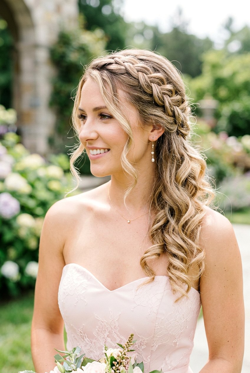 Side Braid With Loose Curls For Wedding Guest - 20 side braid for wedding guest - 20 side braid for wedding guest