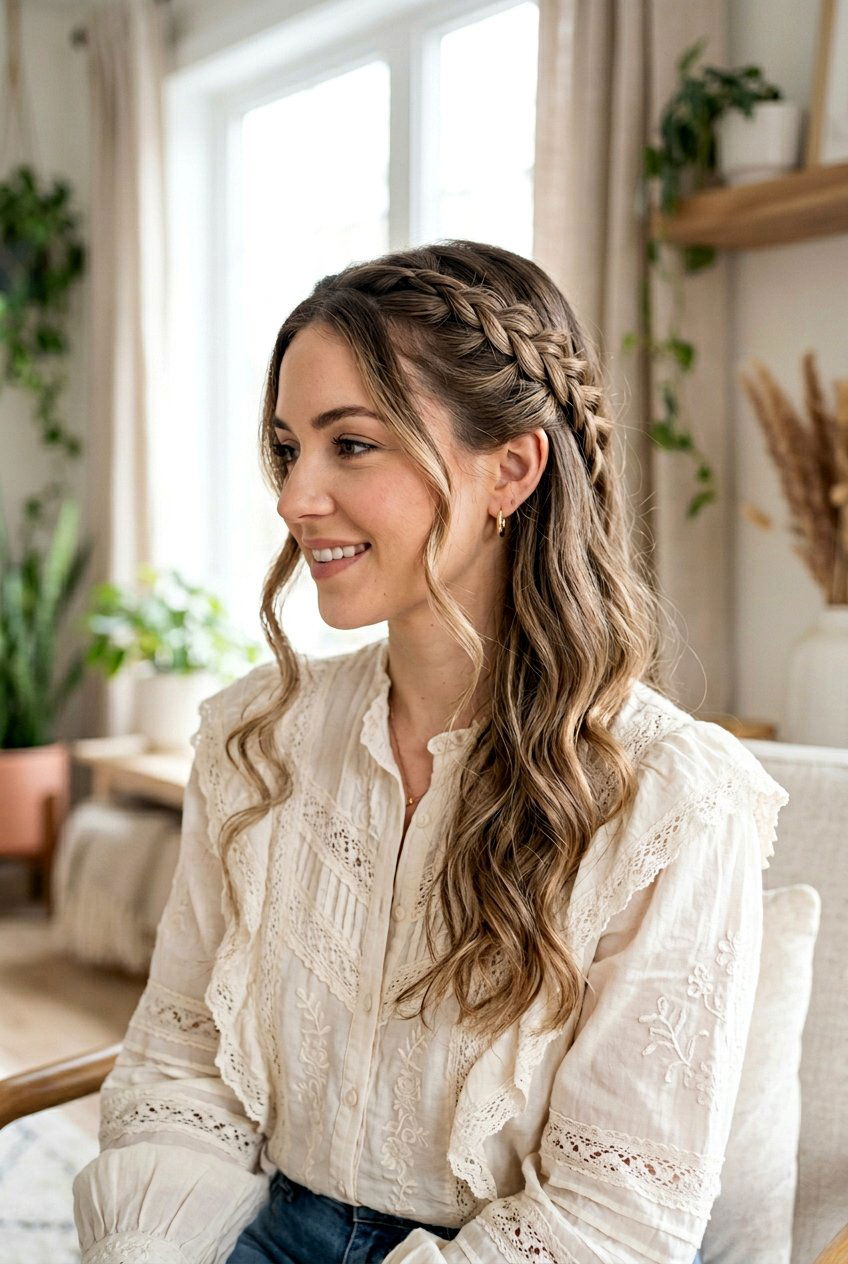 Side Braid With Loose Waves - 20 date night hairstyles - 20 date night hairstyles