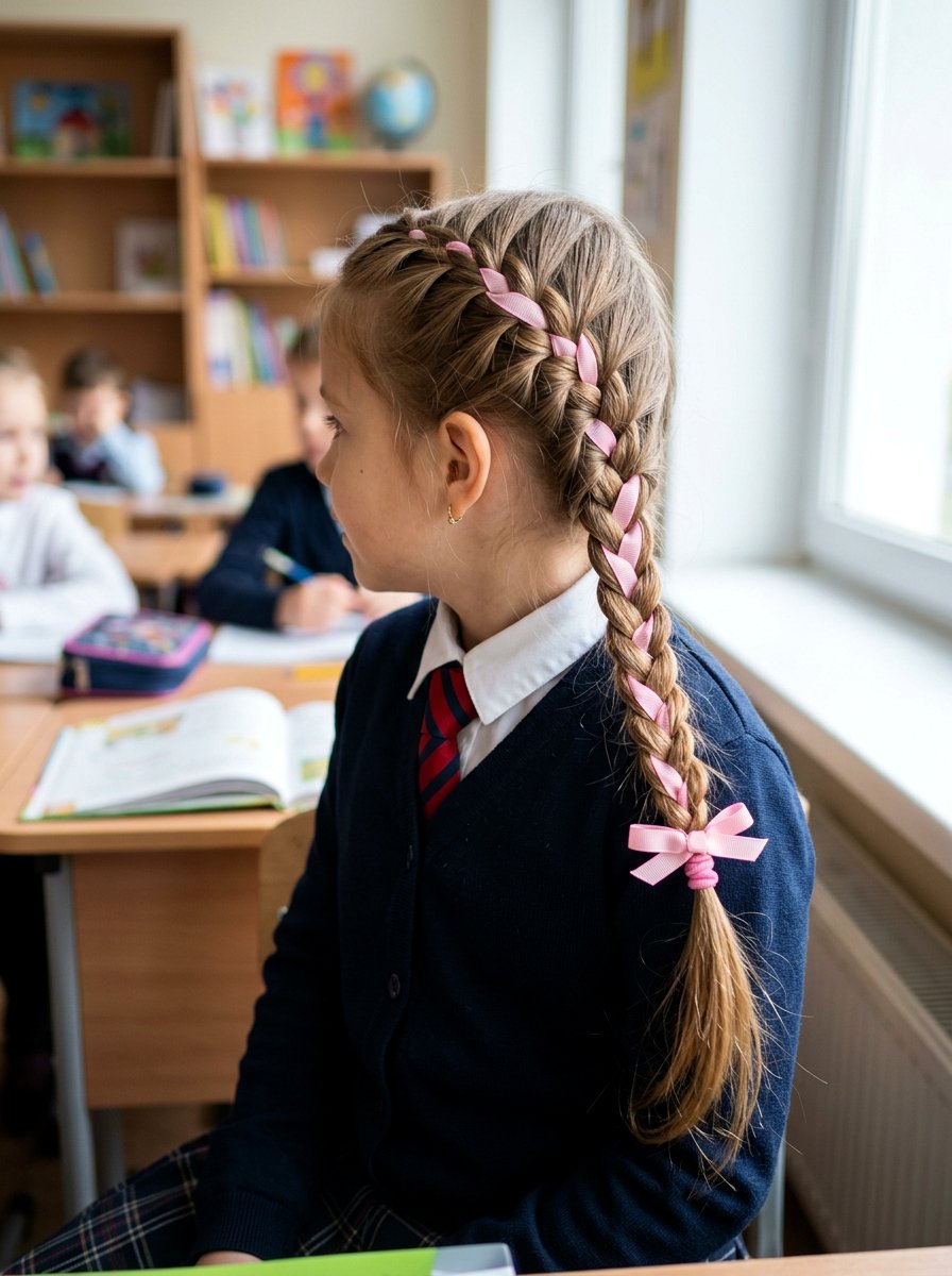 Side Braid With Ribbon - 20 school side braid hairstyle - 20 school side braid hairstyle