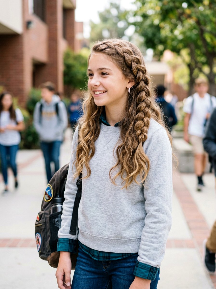 Side Braid With Waves - 20 school side braid hairstyle - 20 school side braid hairstyle