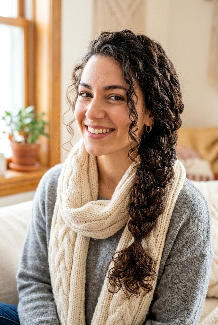 Side Braid - 20 airplane hairstyle for curly hair - 20 airplane hairstyle for curly hair