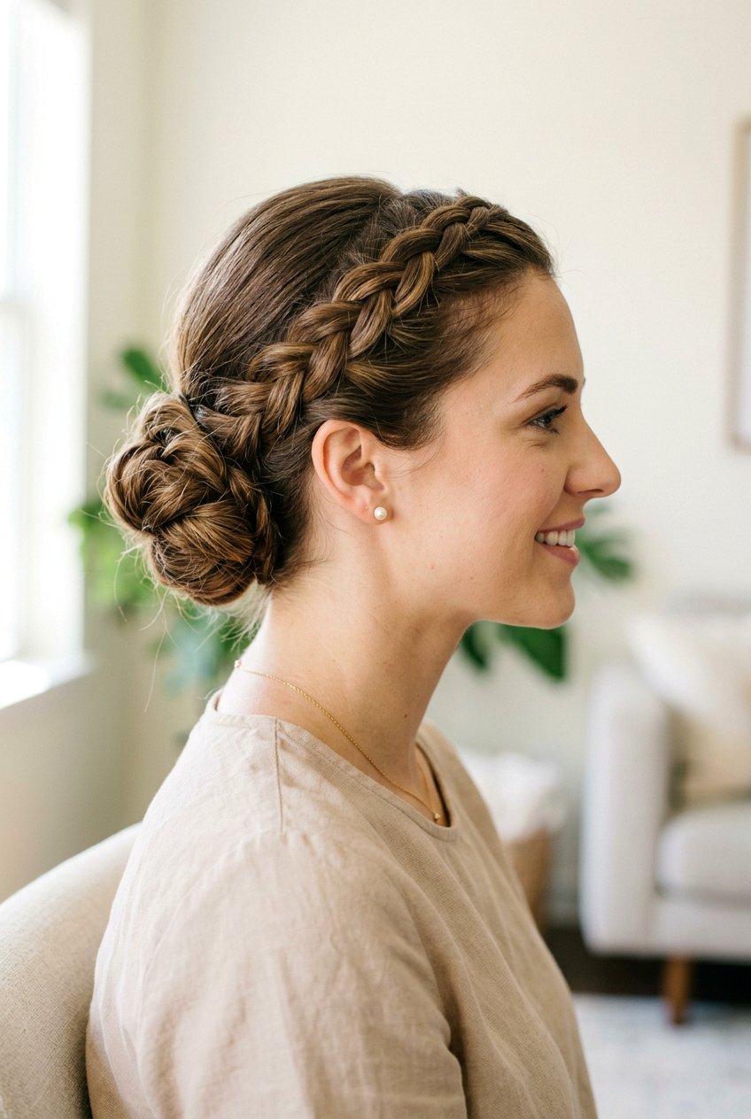 Side Braided Bun - 20 braided bun hairstyles - 20 braided bun hairstyles