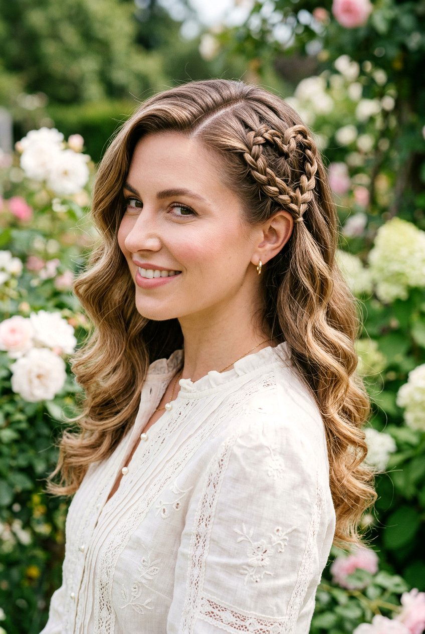 Side Braided Heart With Waves - 20 braided heart hairstyle - 20 braided heart hairstyle