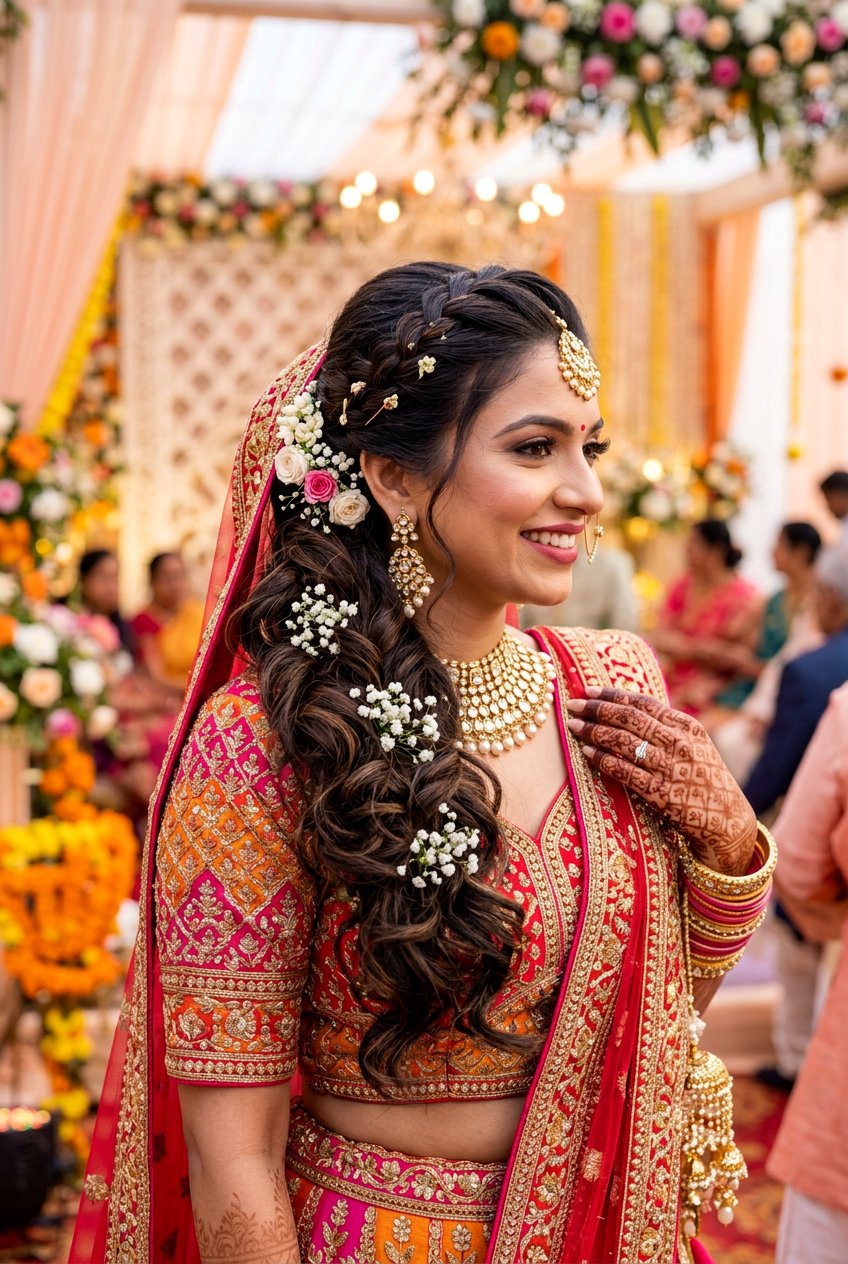 Side Braided Indian Bridal Ponytail - 20 indian bridal ponytail hairstyle - 20 indian bridal ponytail hairstyle