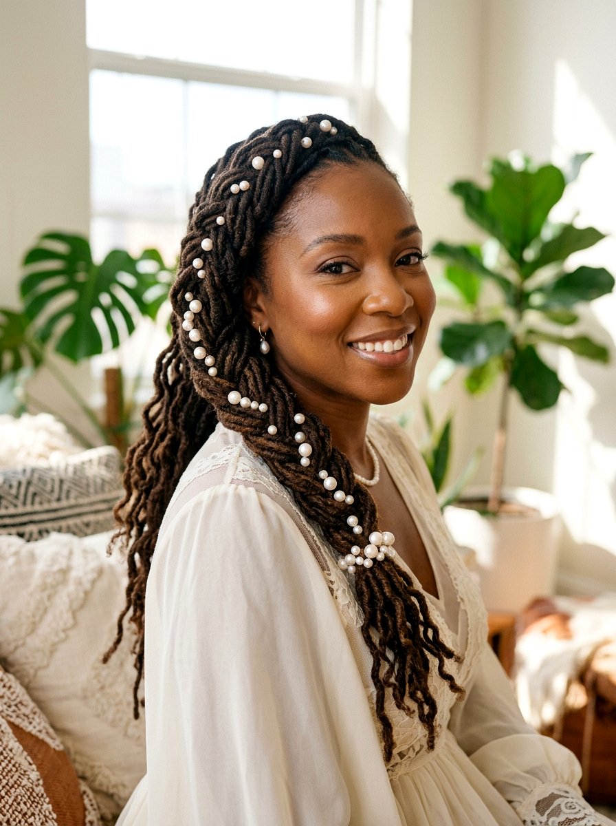Side Braided Locs - 20 prom loc styles for women - 20 prom loc styles for women