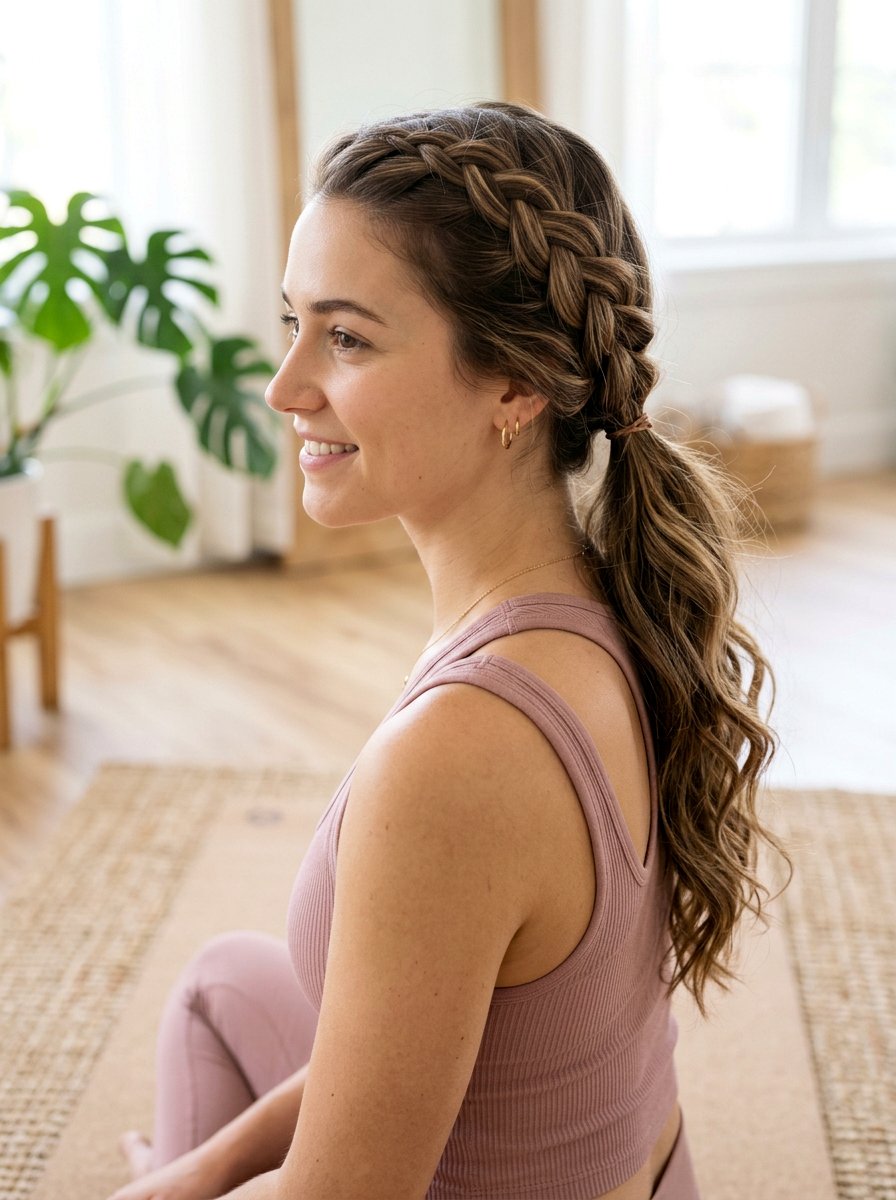 Side Braided Ponytail - 20 gym hairstyle with braided ponytail - 20 gym hairstyle with braided ponytail