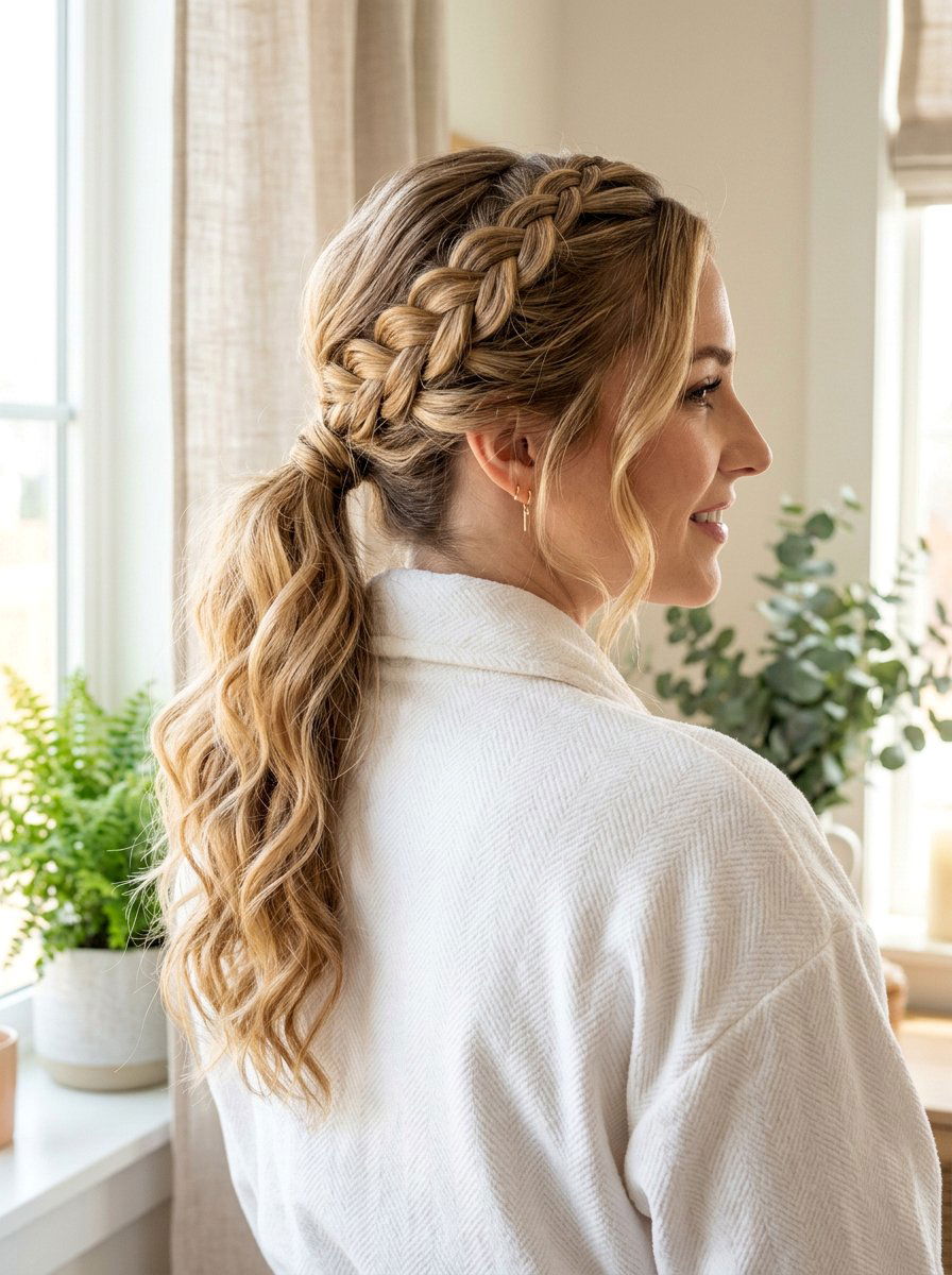 Side Braided Ponytail - 20 overnight braided ponytail waves - 20 overnight braided ponytail waves