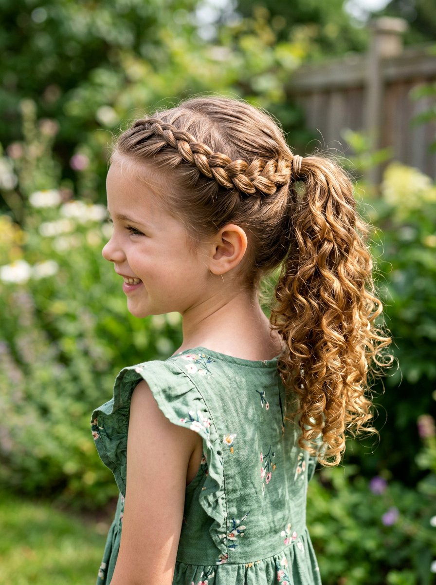 Side Braided Ponytail - 20 quick natural hairstyles for kids - 20 quick natural hairstyles for kids