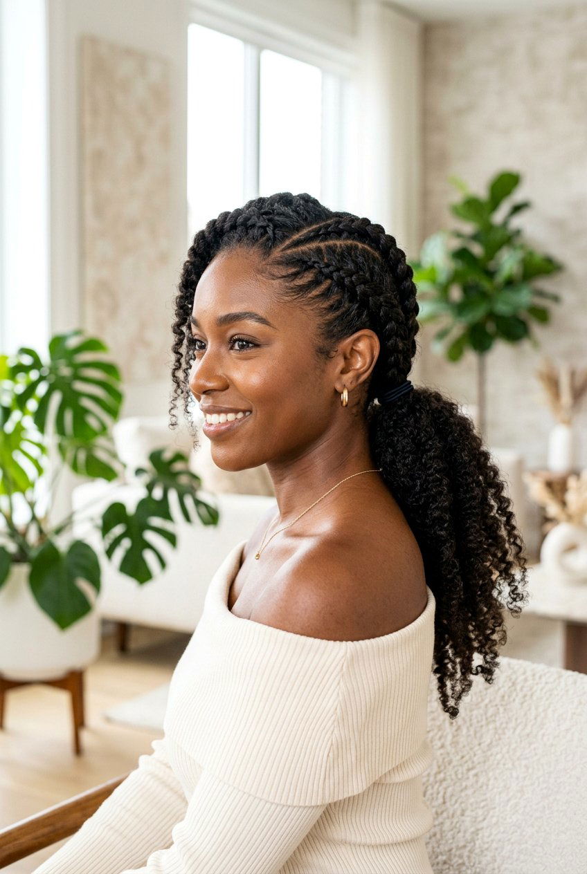 Side Braided Ponytail Natural Hair - 20 natural hair ponytail with braids - 20 natural hair ponytail with braids