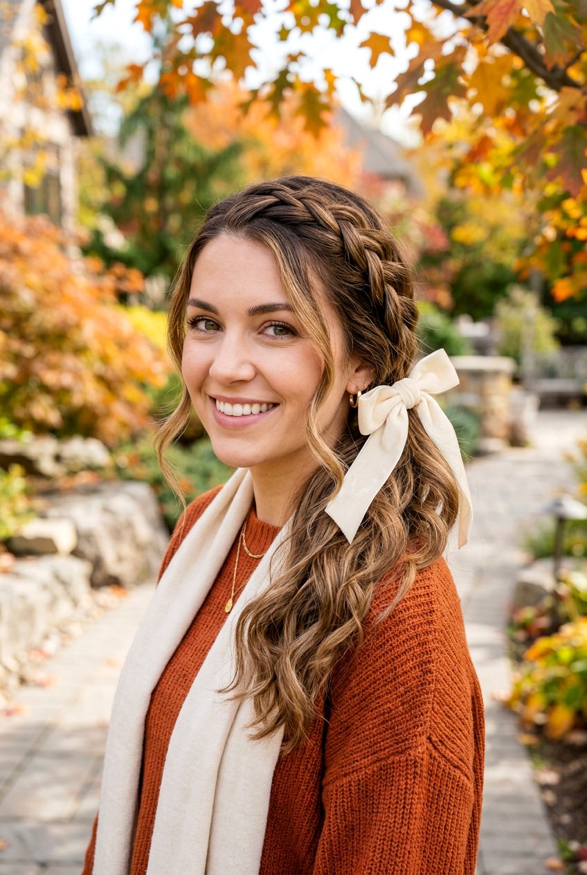 Side Braided Ponytail With Bow - 20 holiday ponytail with bow - 20 holiday ponytail with bow