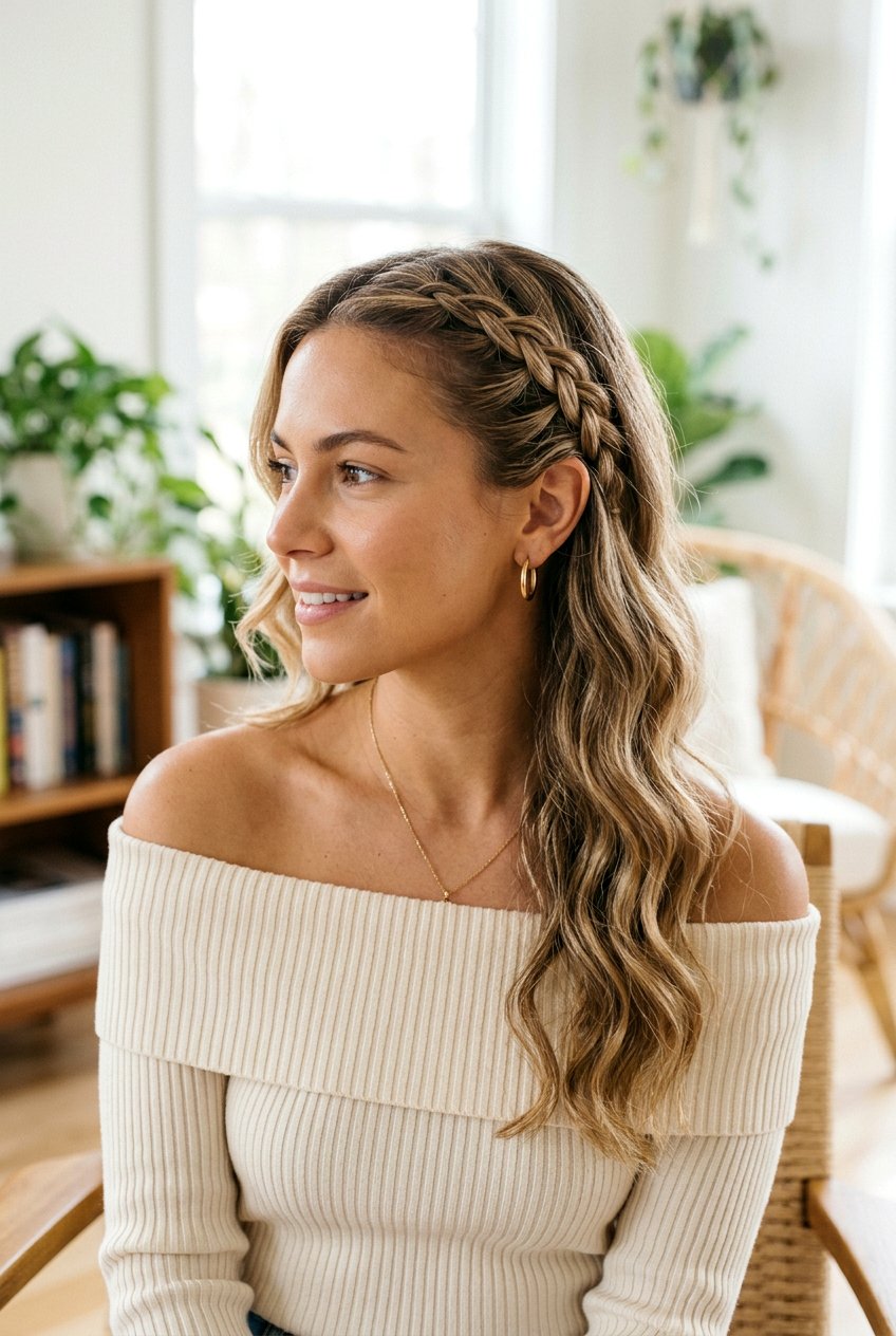 Side Braided Wavy Hair - 20 birthday hairstyles for women - 20 birthday hairstyles for women