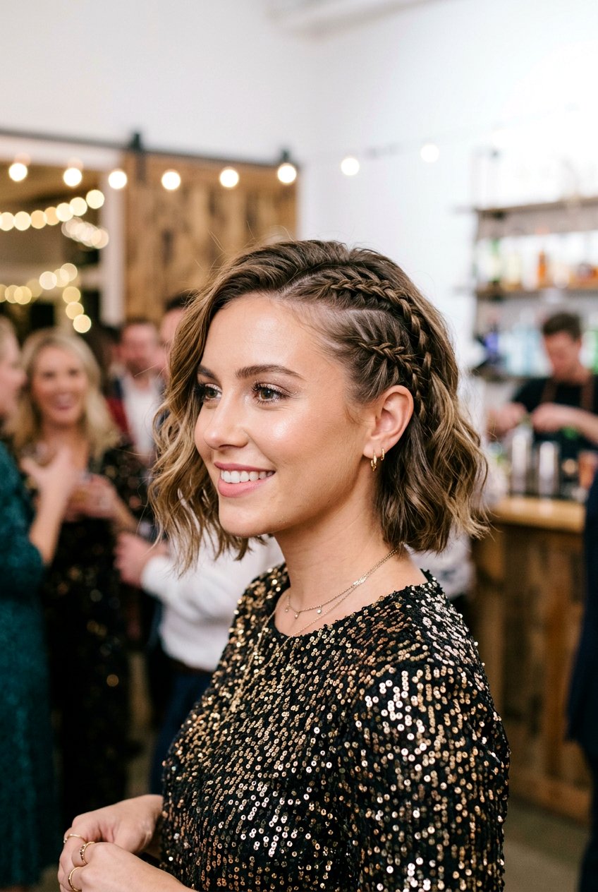 Side Braids On Short Party Hair - 20 party hairstyles for short hair - 20 party hairstyles for short hair