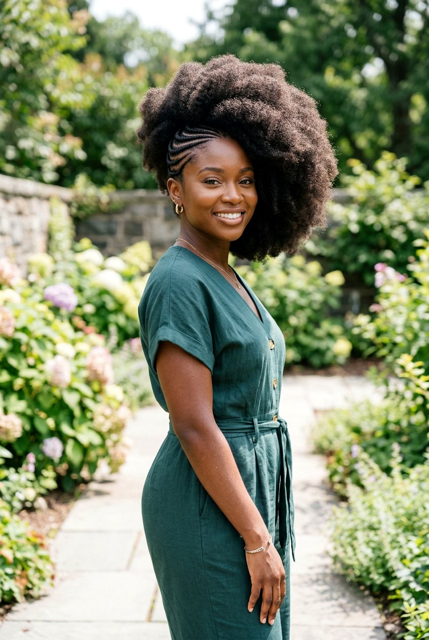 Side Braids With Afro Puff - 20 afro puff with braids in front - 20 afro puff with braids in front