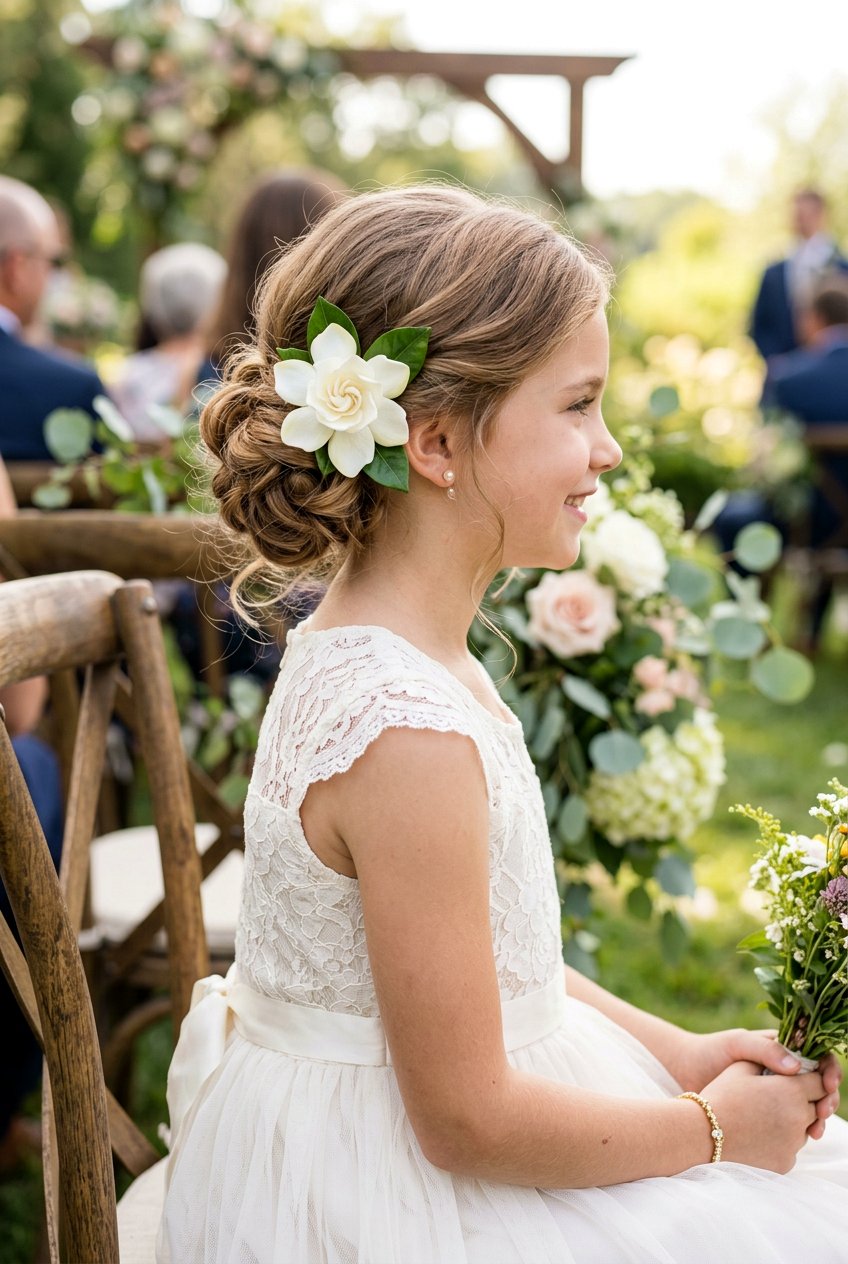 Side Bun For Flower Girl - 20 flower girl bun hairstyle - 20 flower girl bun hairstyle