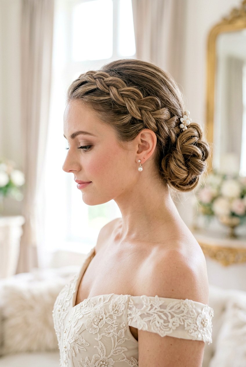 Side Bun With Braided Crown - 20 formal side bun hairstyles - 20 formal side bun hairstyles
