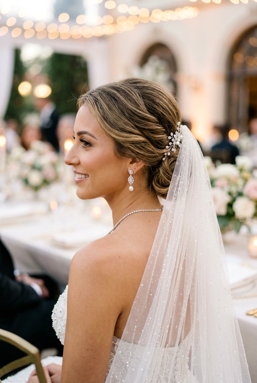 20 Beautiful Bridal Side Bun With Veil Ideas For Your Big Day