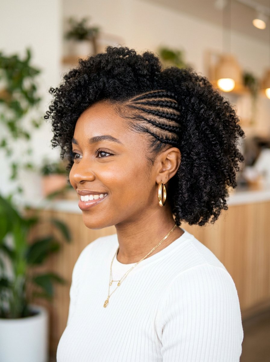 Side Cornrows TWA - 20 twa hairstyles with curls - 20 twa hairstyles with curls