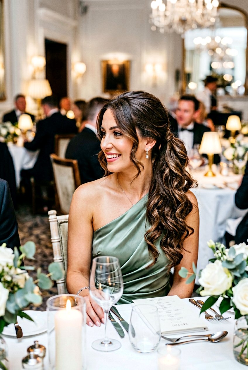 Side Curly Ponytail for a Formal Dinner - 20 dinner ponytail with curls - 20 dinner ponytail with curls