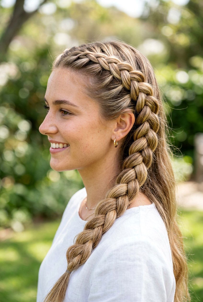 Side Dutch Braid - 20 school hairstyle for shoulder length fine hair - 20 school hairstyle for shoulder length fine hair