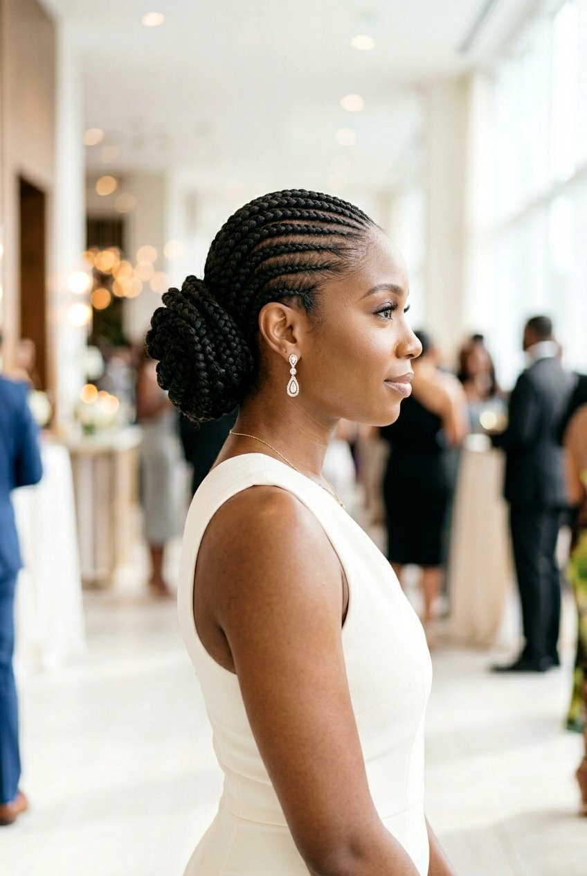 Side Feed In Braids Bun - 20 feed in braids bun hairstyle - 20 feed in braids bun hairstyle