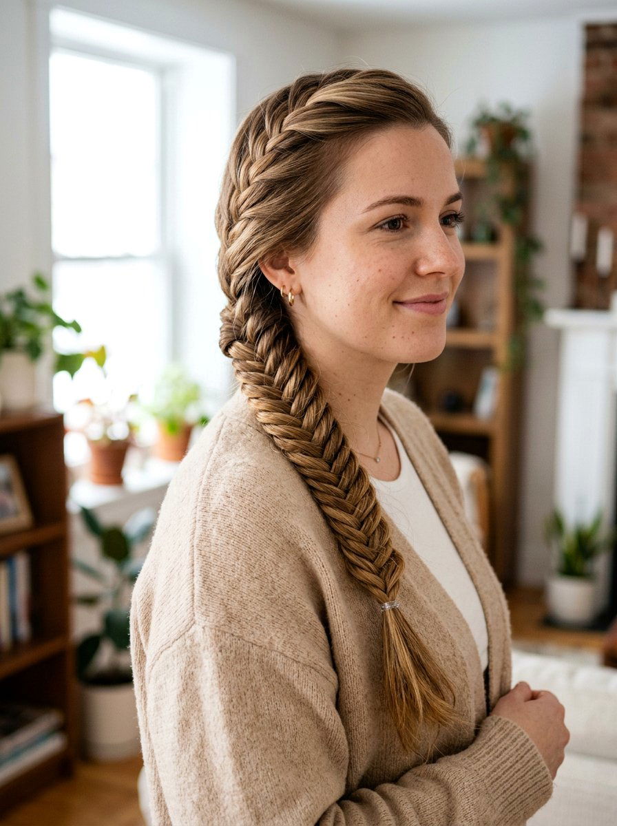 Side Fishtail Braid - 20 work appropriate braid hairstyle - 20 work appropriate braid hairstyle