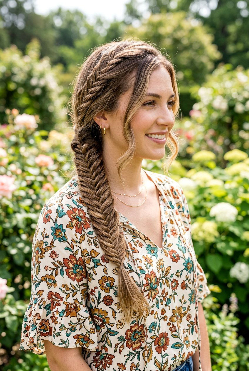 Side Fishtail Braid - 20 simple college hairstyle for girls - 20 simple college hairstyle for girls