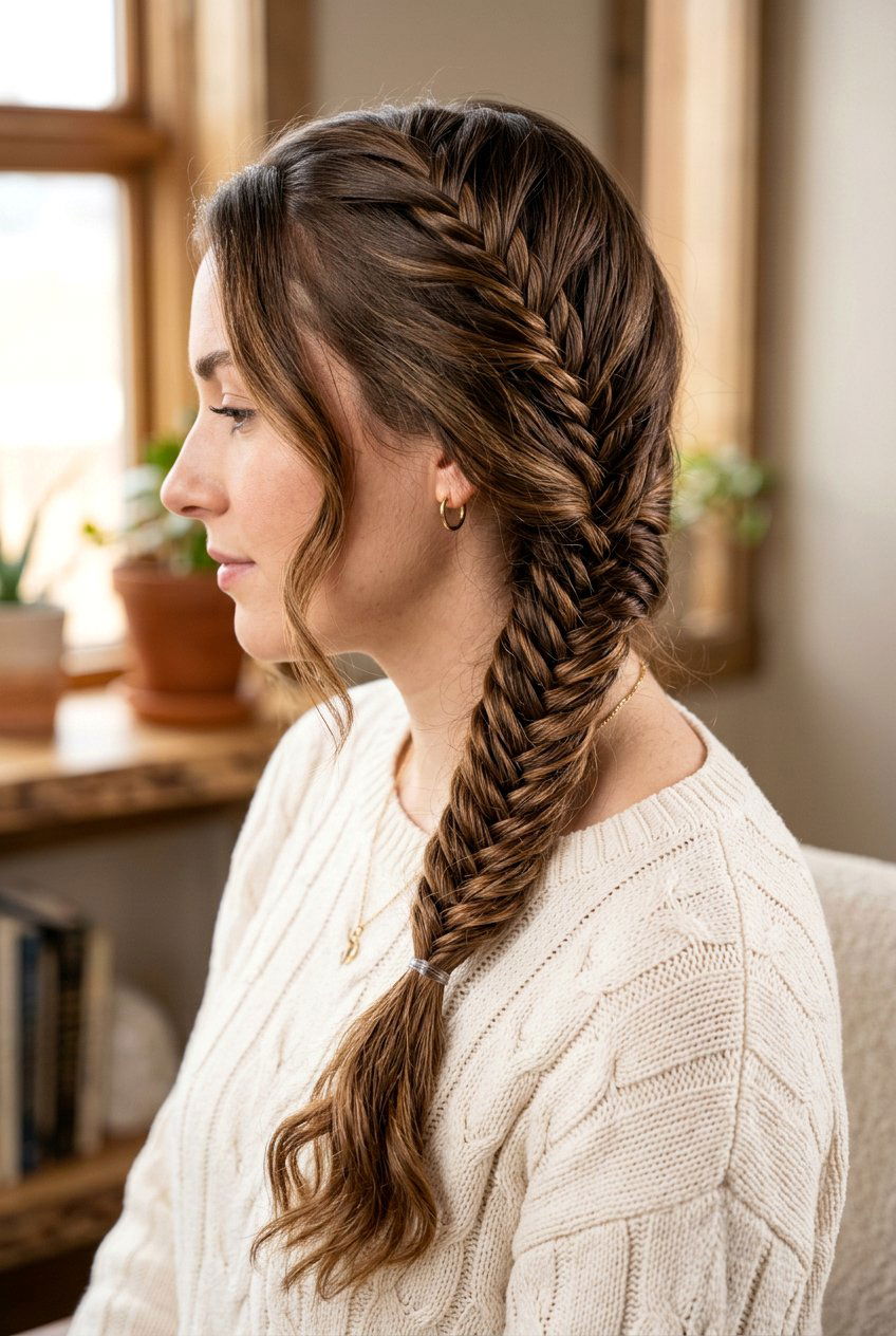 Side Fishtail Braid - 20 easy hairstyles for school - 20 easy hairstyles for school