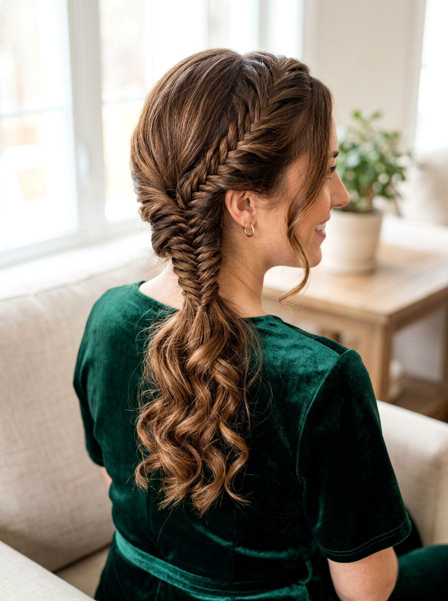 Side Fishtail Braid With Curls - 20 side fishtail braid for medium hair - 20 side fishtail braid for medium hair