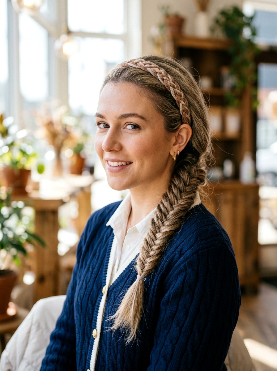 Side Fishtail Braid With Headband - 20 side fishtail braid for medium hair - 20 side fishtail braid for medium hair