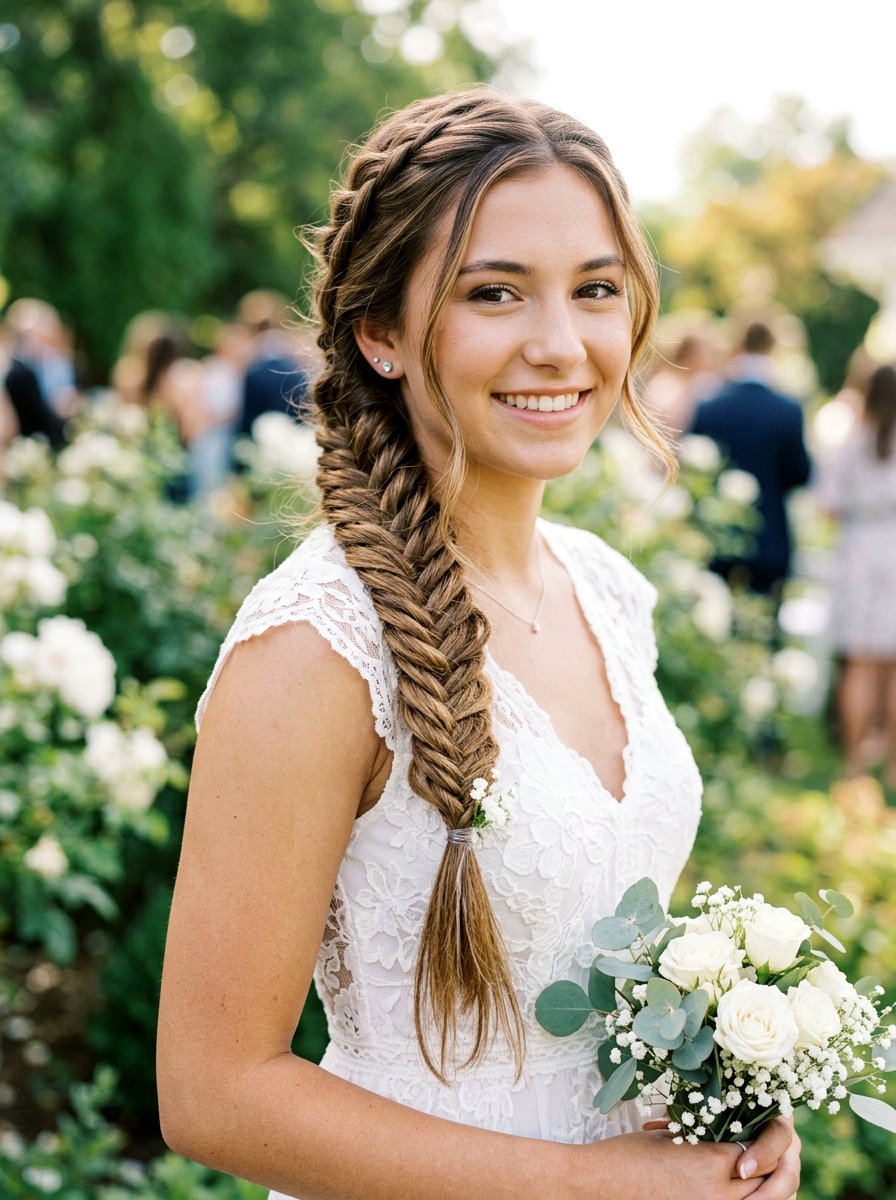 Side Fishtail Braid for Homecoming - 20 homecoming side braid hairstyle - 20 homecoming side braid hairstyle