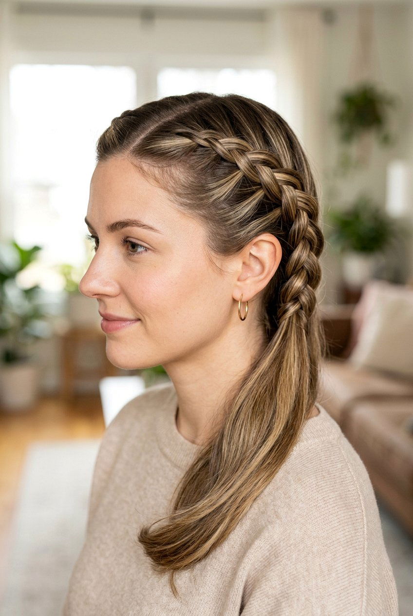 Side French Braid - 20 easy hairstyles for school - 20 easy hairstyles for school