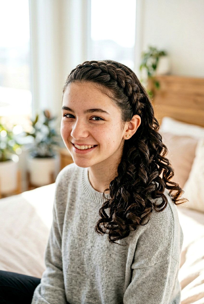 Side Headband Braid Curls - 20 school hairstyle with headband braid - 20 school hairstyle with headband braid