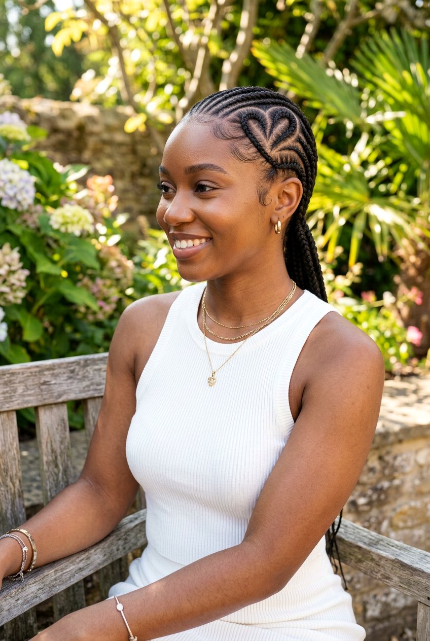 Side Heart Part Cornrows - 20 heart part braids styles - 20 heart part braids styles