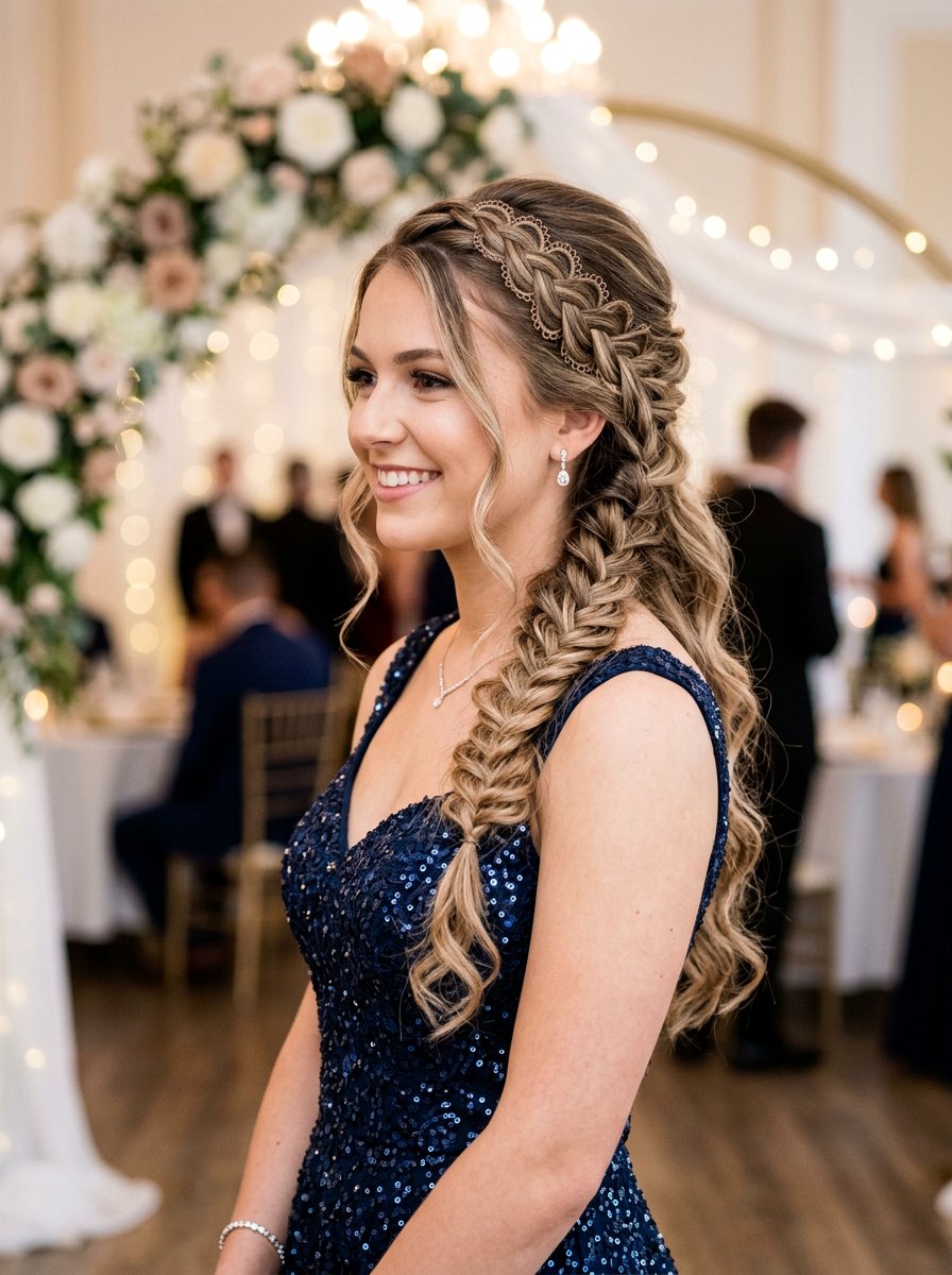Side Lace Braid Homecoming Hairstyle - 20 homecoming side braid hairstyle - 20 homecoming side braid hairstyle