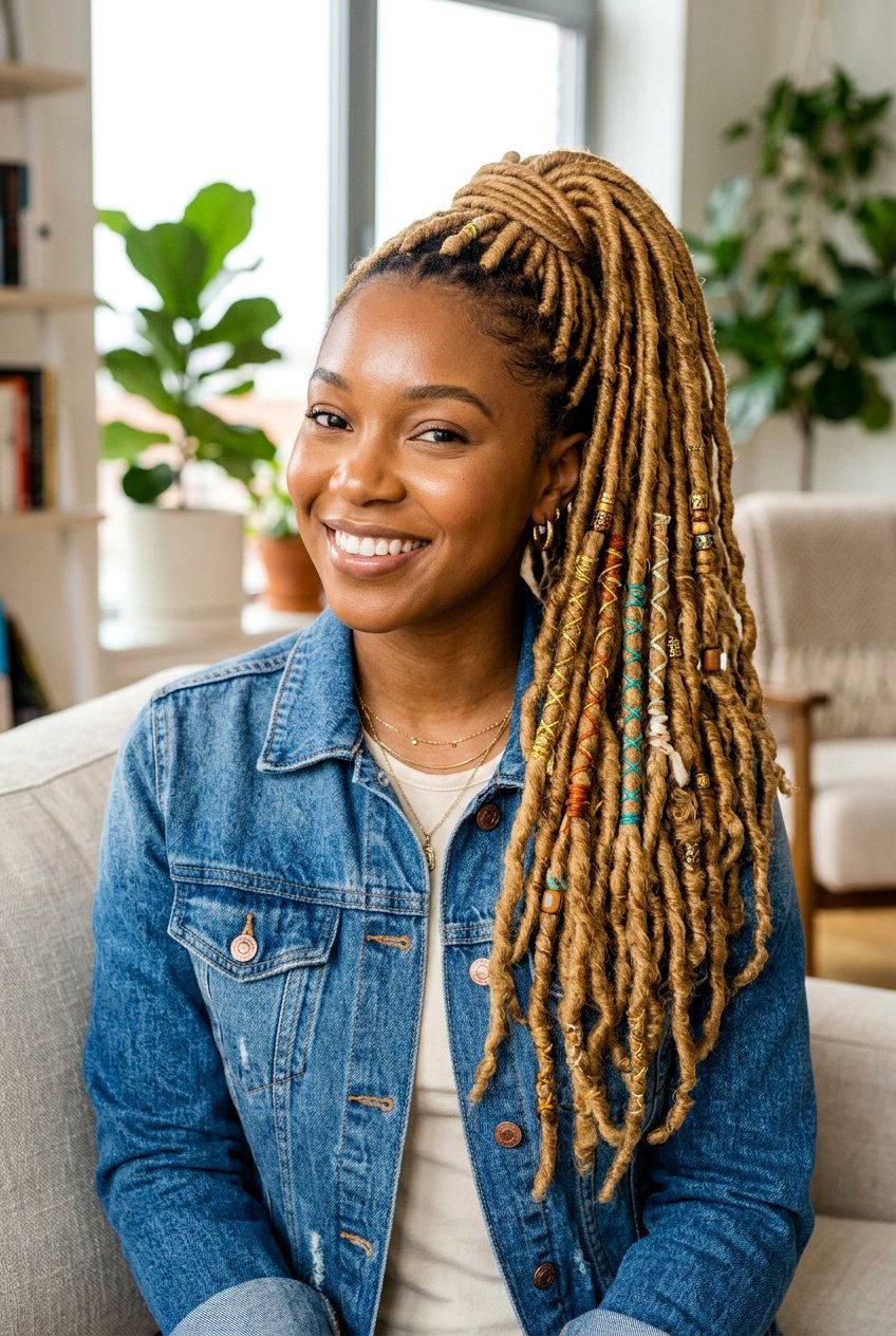 Side Loc Ponytail - 20 loc ponytail hairstyle - 20 loc ponytail hairstyle