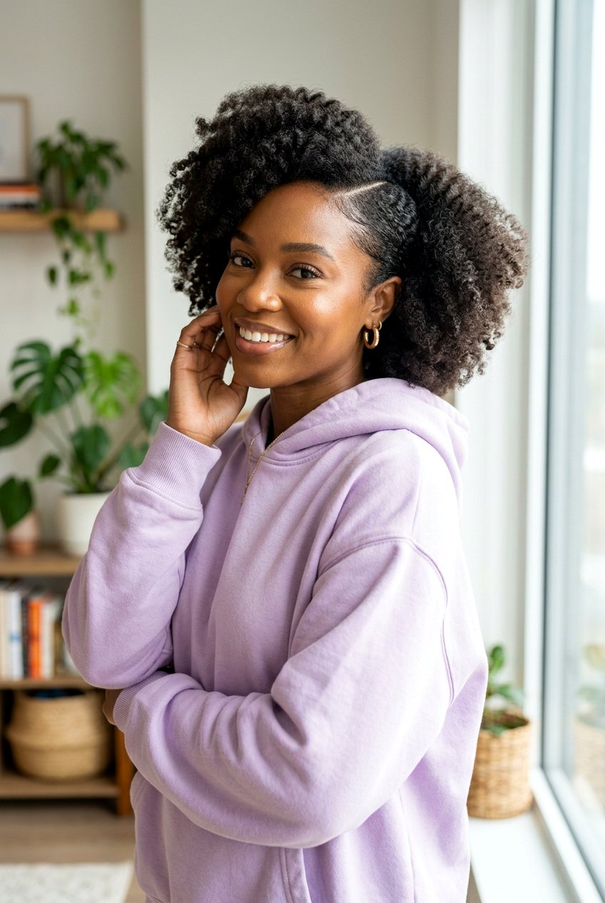 Side Part Afro Puff - 20 natural hair with side part styles - 20 natural hair with side part styles