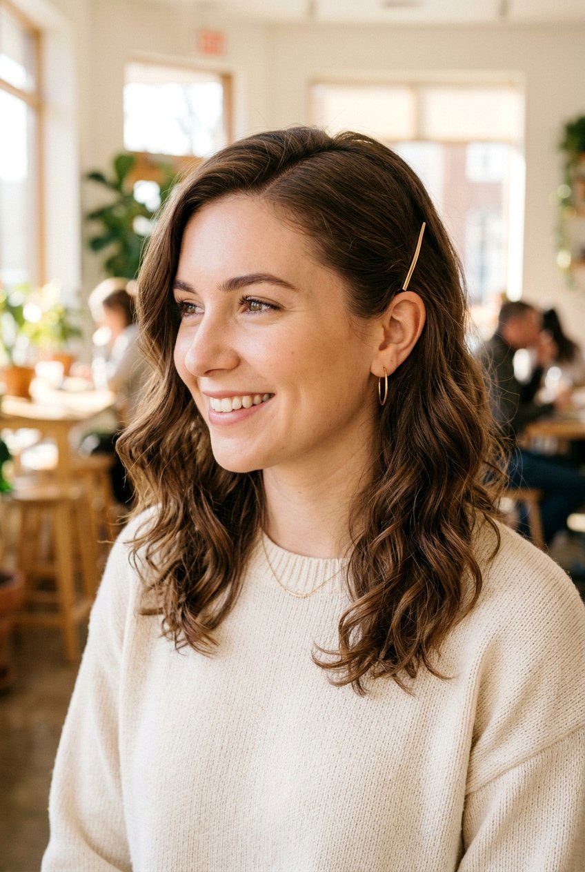 Side Part Barrette Hairstyle - 20 barrette hairstyles for women - 20 barrette hairstyles for women