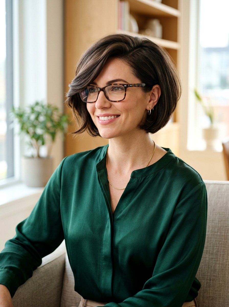 Side Part Bob - 20 interview hairstyle with glasses - 20 interview hairstyle with glasses