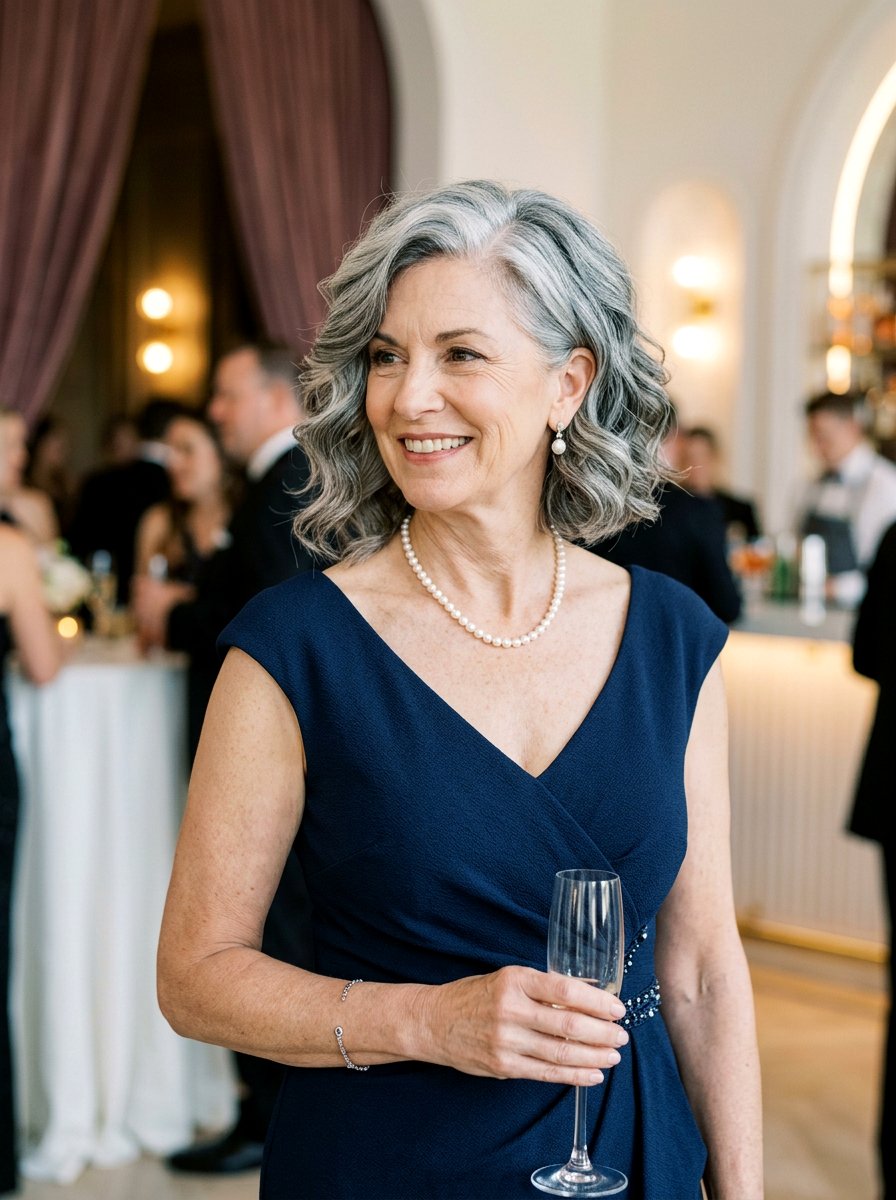 Side Part Bob With Waves - 20 older women wedding guest hair ideas - 20 older women wedding guest hair ideas