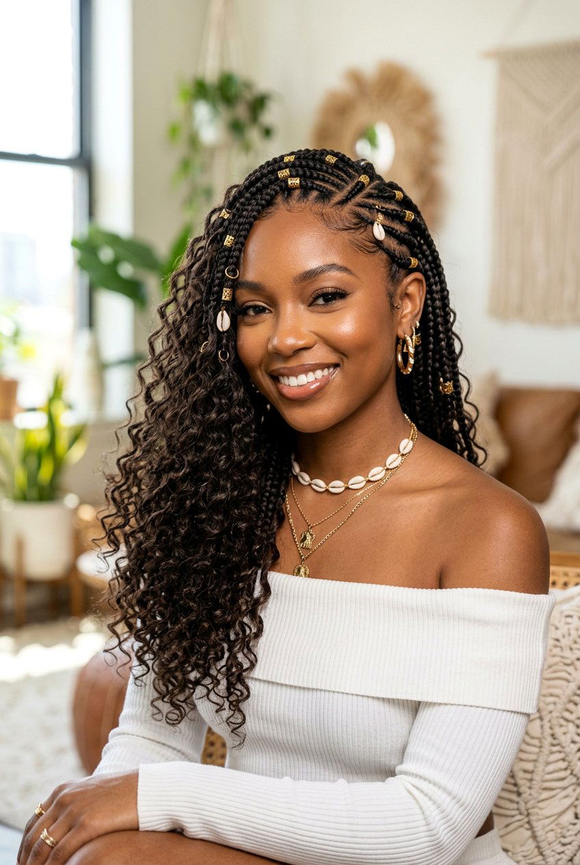 Side Part Boho Fulani Braids - 20 boho fulani braids - 20 boho fulani braids