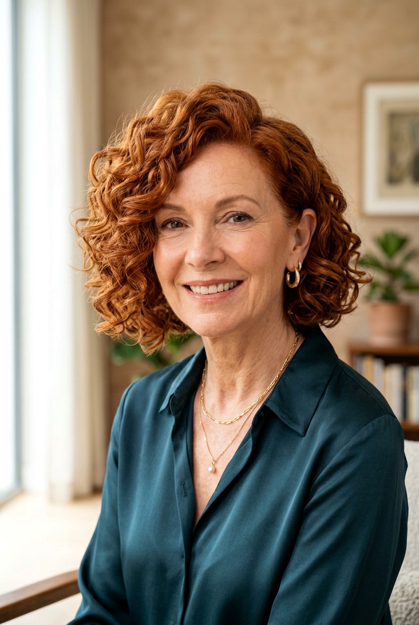 Side Part Curly Bob - 20 curly bob for mature women - 20 curly bob for mature women